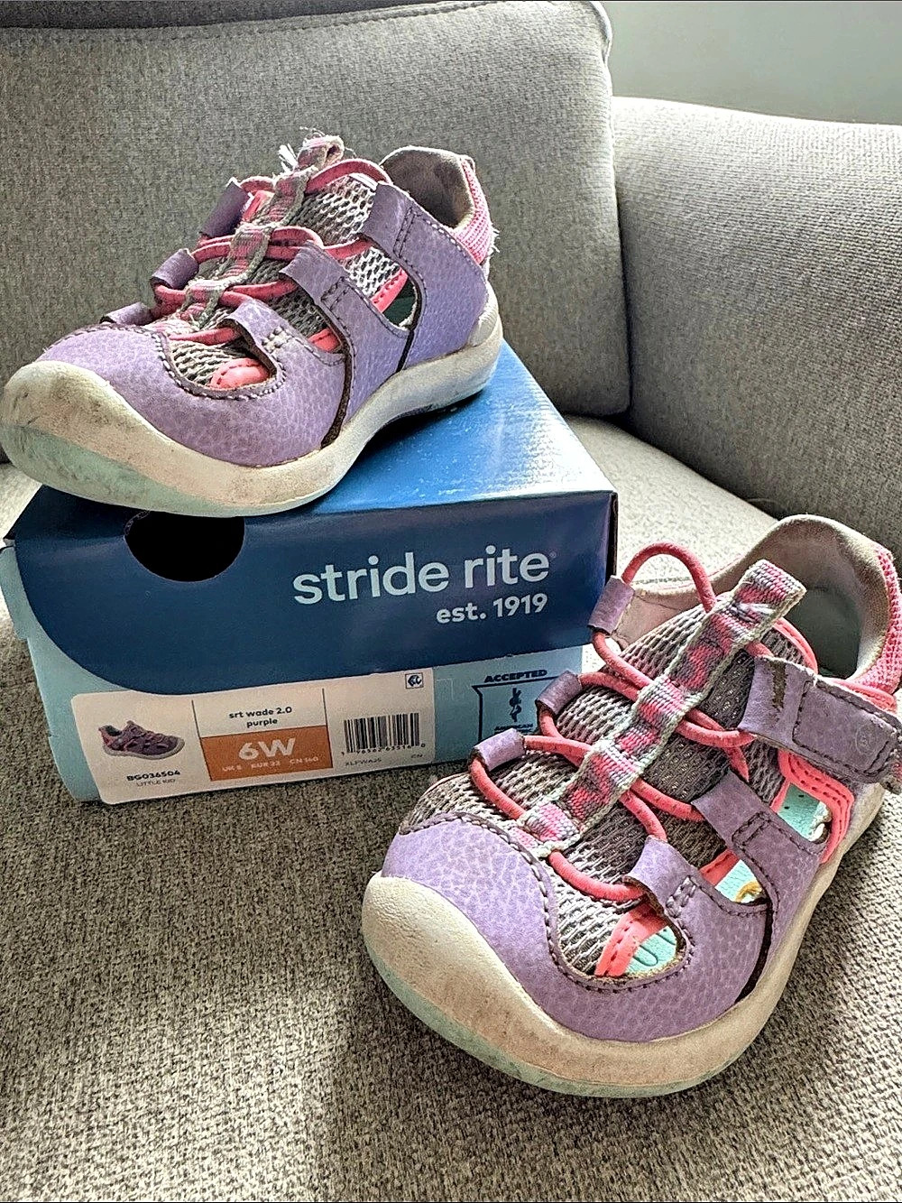 Stride Rite SRT Wade 2.0 Girls US 6W Purple & Pink Sandals
